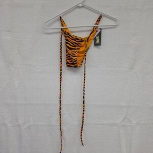 Wild Fable Tiger Print Bikini Bottoms Orange Black Side Tie Extra‎ Cheeky XXS 00